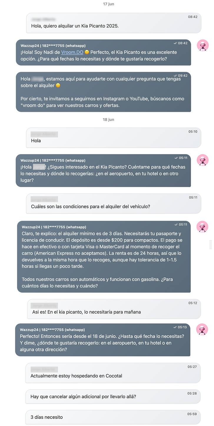 AI sales agent conversation on WhatsApp